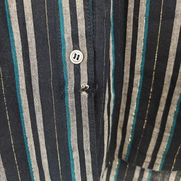 XIRENA Long Sleeve Button Up Poplin Beau Shirt In Night Spark Size Medium - Picture 8 of 16